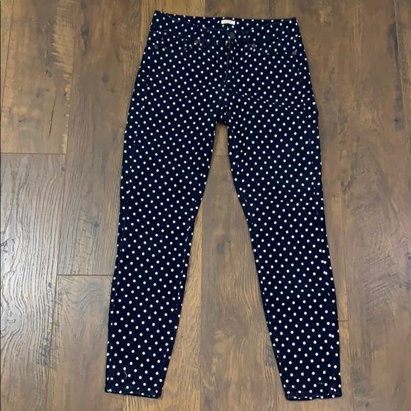 J Crew Toothpick Polka Dot Navy Blue/White Corduroy Pants - Picture 2 of 6